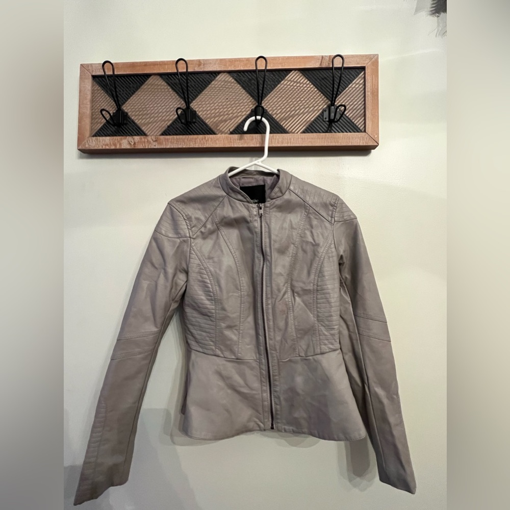 Grey Leather Jacket Size Small